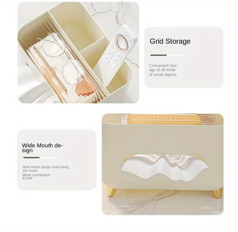 Multifunctional Tissue Box & Remote Organizer – Elegant Storage for Living Room & Coffee Table