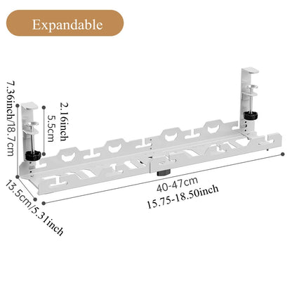 🖥️ Under Desk Cable Organizer – Telescopic Metal Storage Rack 🖥️