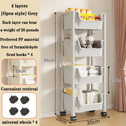 📚 5-Tier Rolling Bookshelf – Portable Corner Storage Rack with Wheels 🛋️🚚