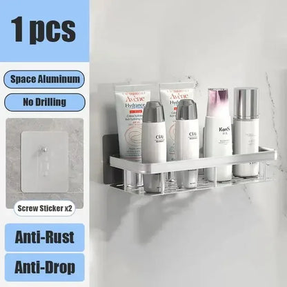 🛁 No-Drill Wall Mounted Bathroom Shelf – Aluminium Corner Storage Rack for Shower, Kitchen, & Toiletries