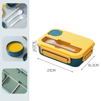 🍱 1300ML Bento Lunch Box – 4 Grid Leakproof Microwavable Set 🍱