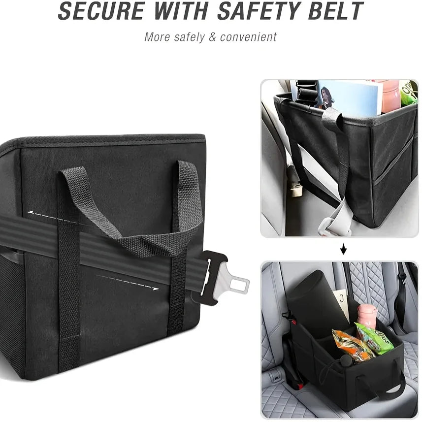 Foldable Car Seat Storage Basket – Snack, Phone & Tissue Organizer Box