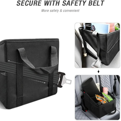 Foldable Car Seat Storage Basket – Snack, Phone & Tissue Organizer Box