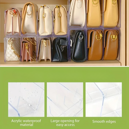 Clear plastic closet dividers set of 4 for organizing clothes, bags, and shelves
