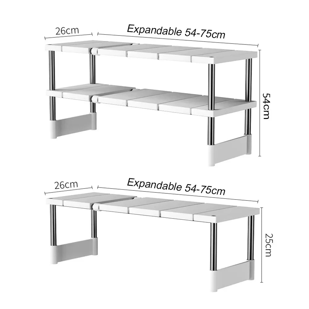 Stackable Telescopic Storage Rack – Closet & Sink Organizer