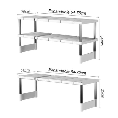 Stackable Telescopic Storage Rack – Closet & Sink Organizer