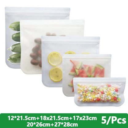 Reusable Food Storage Bags – Freezer & Ziplock Set – 1/5/10 Pcs