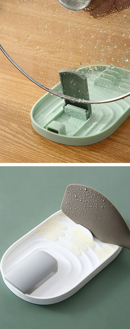 🧼Foldable Spoon & Lid Holder – 🍳 Drip-Free Cooking Organizer