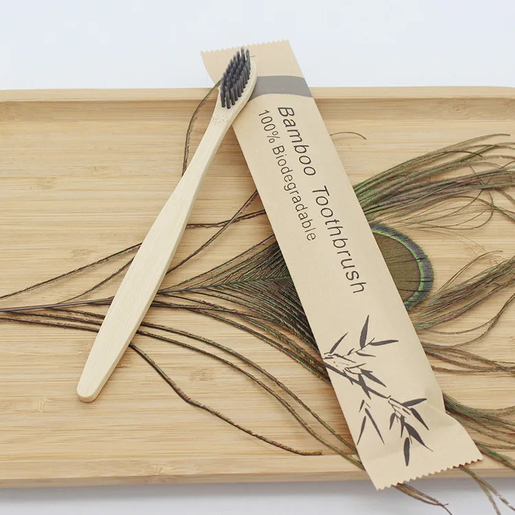Bamboo Toothbrush Set – 100PCS Eco-Friendly Wooden Soft Brushes