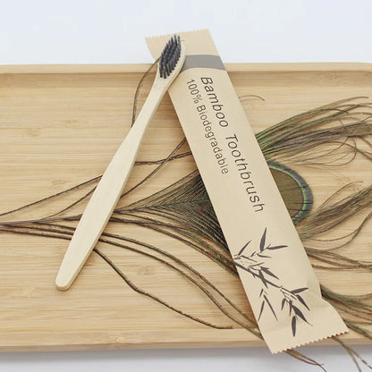 Bamboo Toothbrush Set – 100PCS Eco-Friendly Wooden Soft Brushes