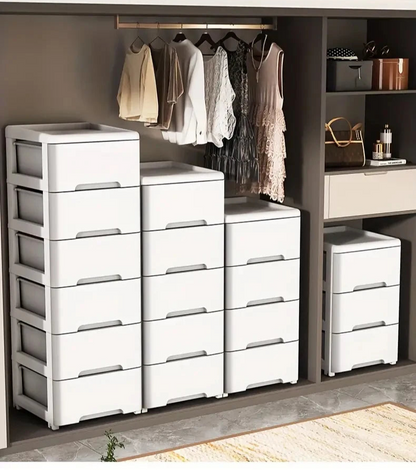 Multi-tier drawer cabinet with 3 to 7 layers and wheels for versatile home storage
