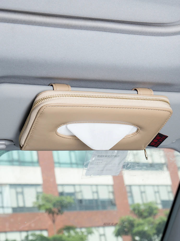 🧻 Car Sun Visor Tissue Holder – Premium PU Leather Organizer