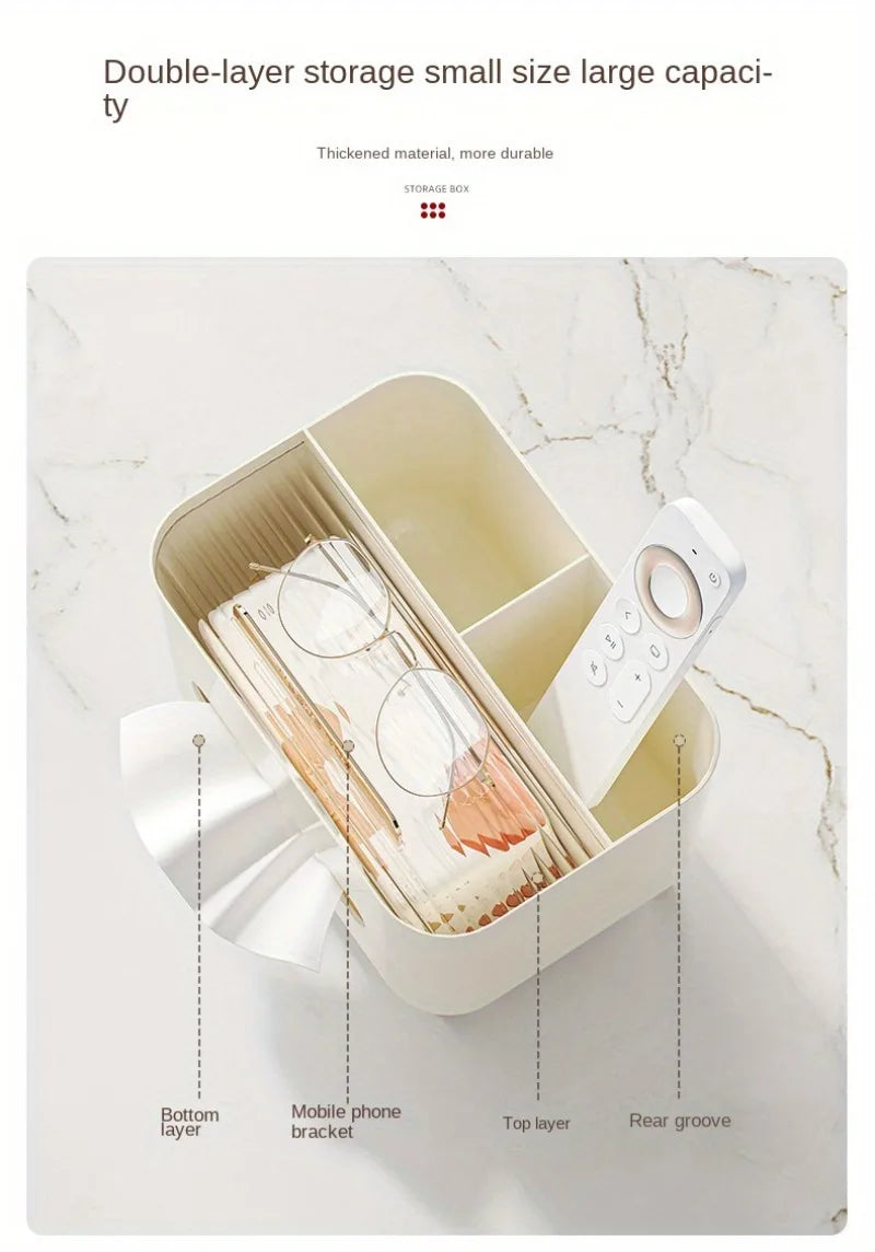 Multifunctional Tissue Box & Remote Organizer – Elegant Storage for Living Room & Coffee Table