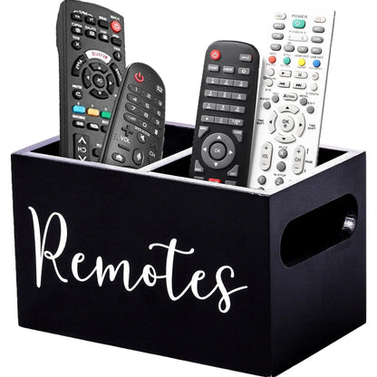 Wooden Remote Control Holder – Farmhouse Storage Box for Bedside, Living Room, Office