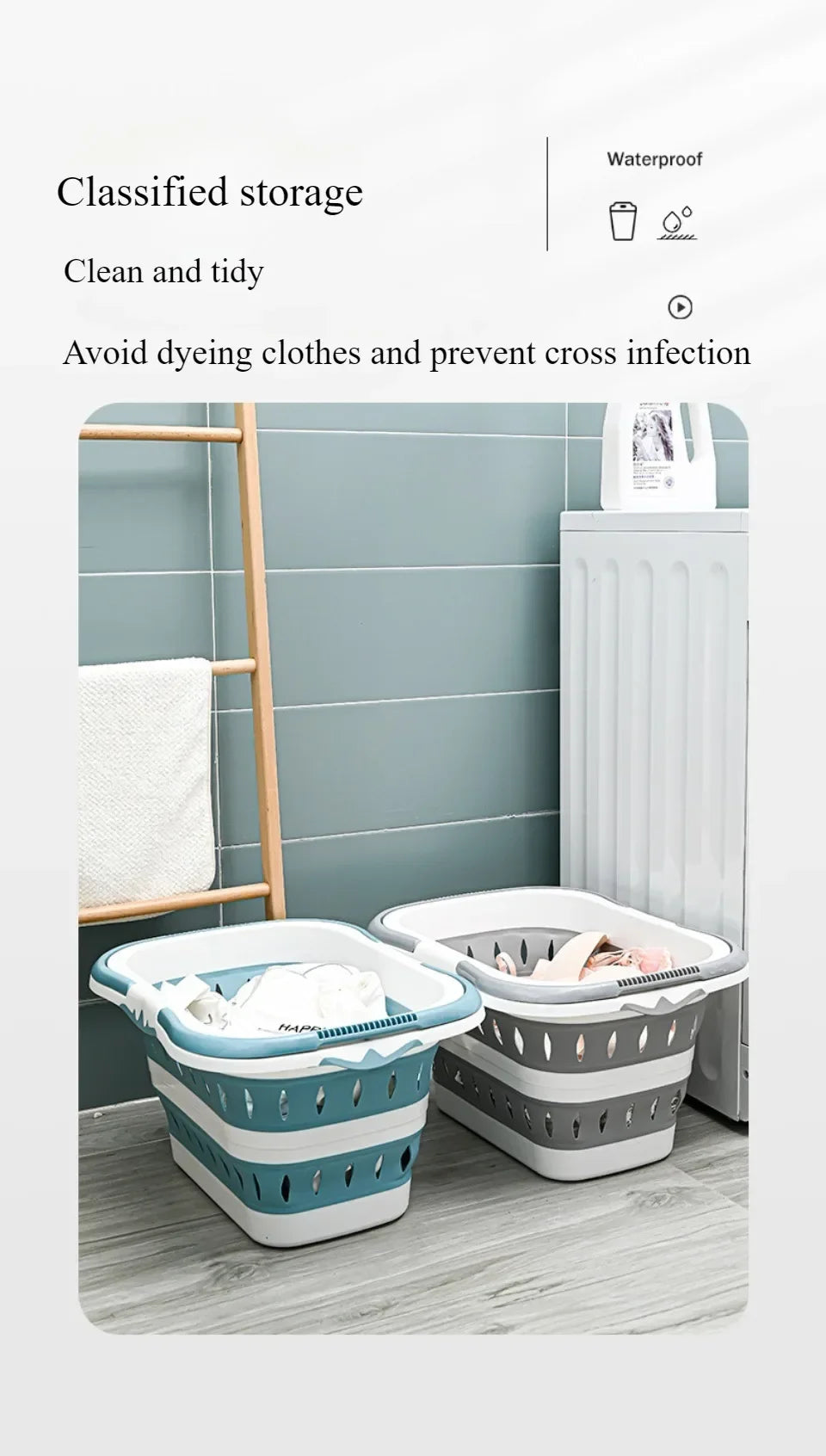 🧺 Foldable Silicone Laundry Basket – Portable Dirty Clothes Bin for Bathroom 🚿