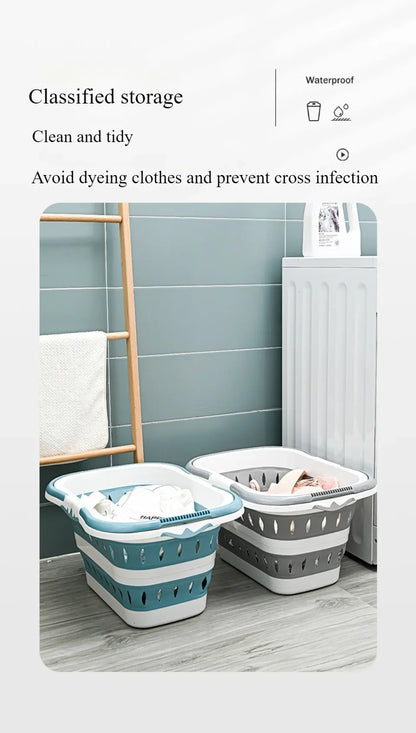 🧺 Foldable Silicone Laundry Basket – Portable Dirty Clothes Bin for Bathroom 🚿
