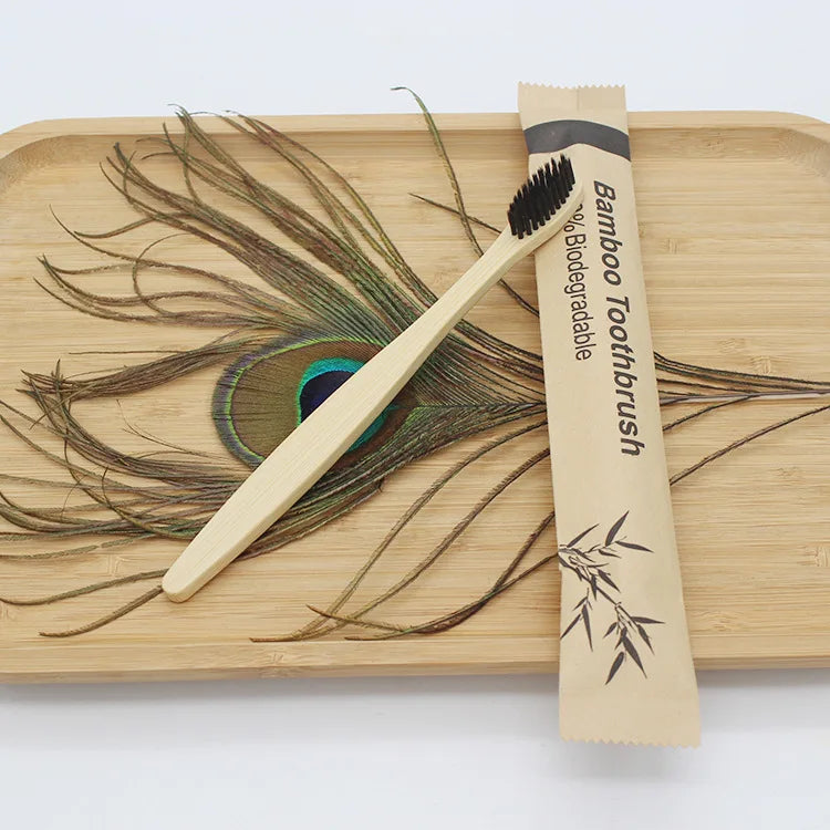 Bamboo Toothbrush Set – 100PCS Eco-Friendly Wooden Soft Brushes