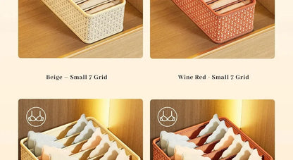 👕 Foldable Multi-Grid Underwear & Sock Organizer – Sturdy Non-Woven Drawer Storage Box