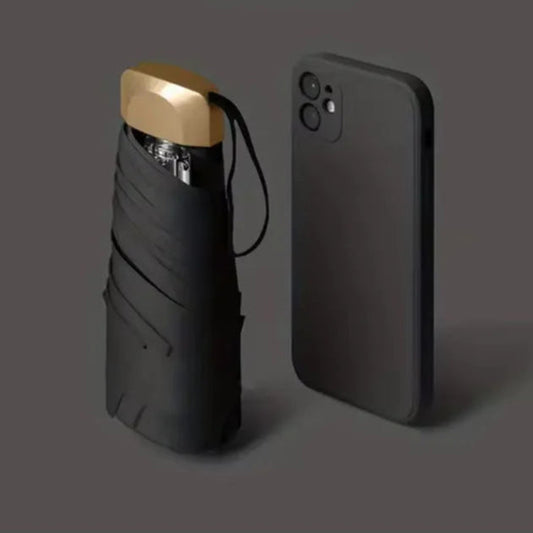 Compact foldable umbrella for sun and rain with UV protection, portable and stylish design