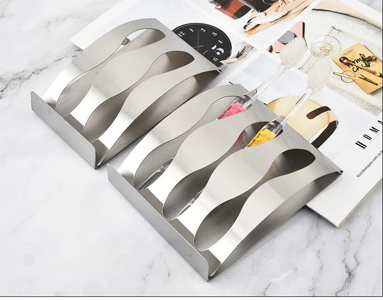 🧼 Wall Mounted Stainless Steel Toothbrush & Razor Holder – Self-Adhesive Bathroom Organizer