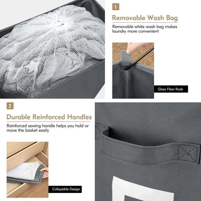 🧺 Foldable Laundry Basket with Wheels – Dirty Clothes & Storage Bin Set 🛞