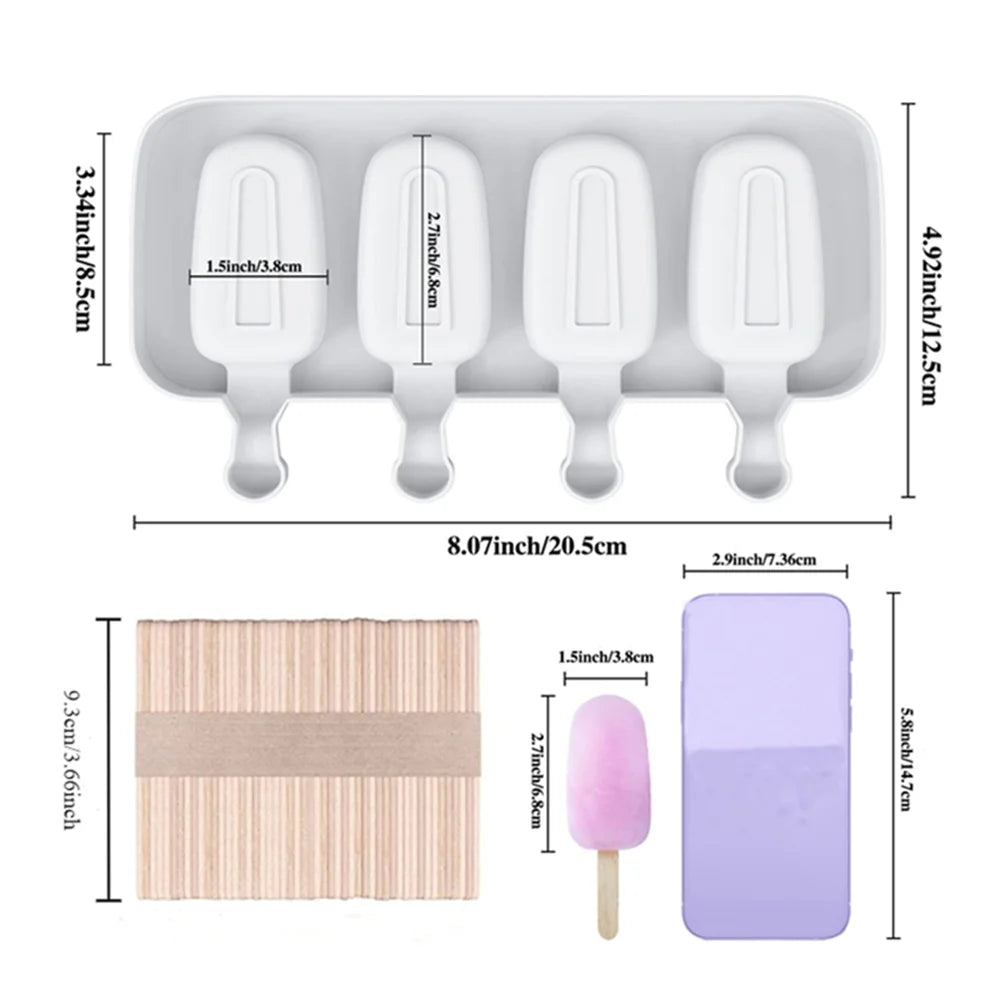 🍦 Silicone Popsicle Molds Set – 3pcs with Wooden Sticks 🍦