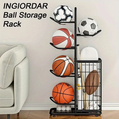 🏀 Kids Ball Storage Rack – Indoor Basketball Football Organizer 🏀