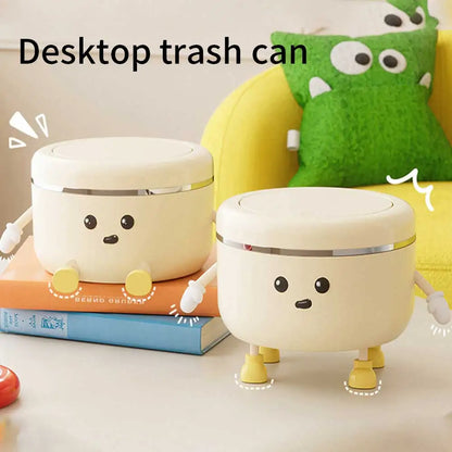 Mini Pop-Up Desktop Trash Can – Waterproof Cute Waste Bin for Bathroom & Office