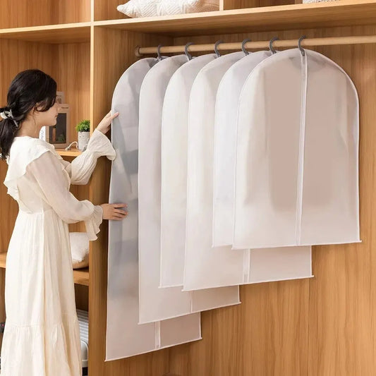 👗 Transparent Dustproof Clothes Cover – Waterproof PEVA Hanging Garment Bags (3/4PCS Set)