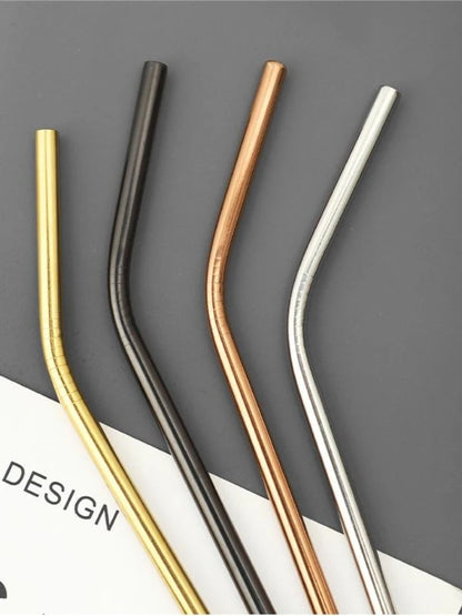 🥤 Stainless Steel Straws – Reusable Colorful Set with Brush 🥤