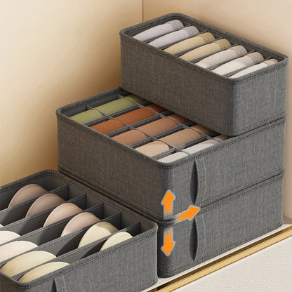 🧺 Foldable Drawer Organizer Box – 1/6/7/20-Grid Storage for Underwear, Socks & Bras
