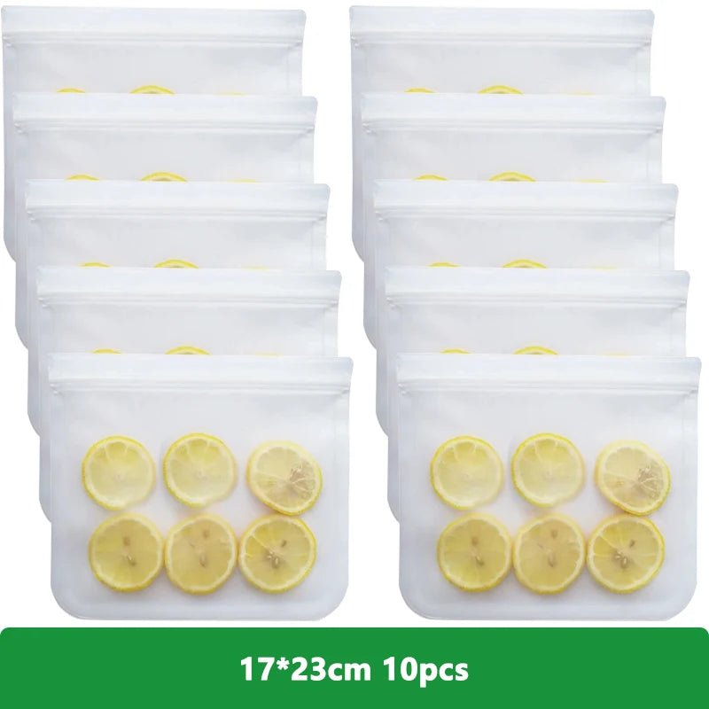 Reusable Food Storage Bags – Freezer & Ziplock Set – 1/5/10 Pcs