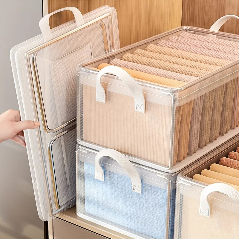 Transparent foldable PVC drawer organizer for clothes, underwear, and seasonal storage