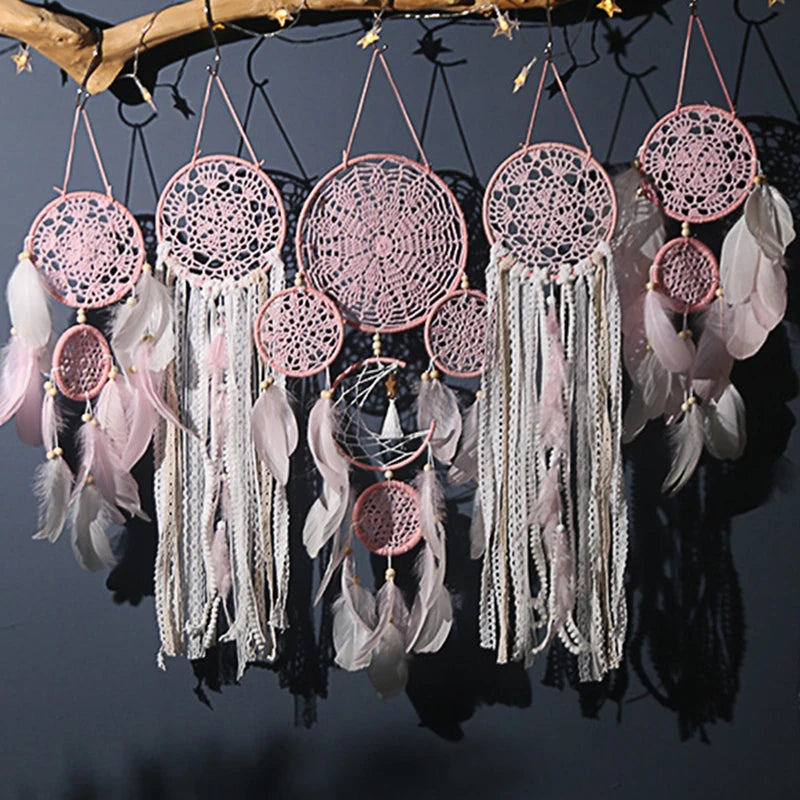 🌙 Boho Dream Catchers – 5pcs Macrame Wall Hanging Set for Home & Nursery 🌙