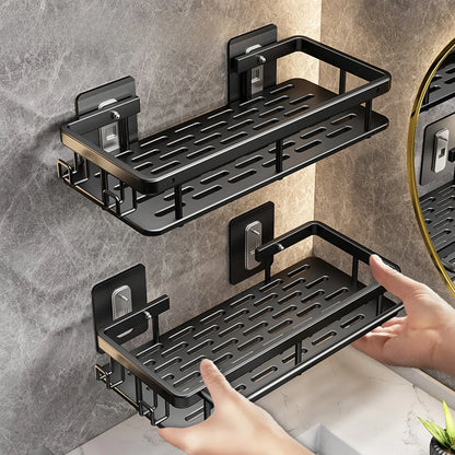 🛁 No-Drill Wall Mounted Bathroom Shelf – Aluminium Corner Storage Rack for Shower, Kitchen, & Toiletries