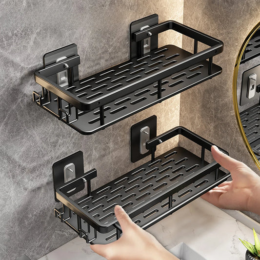 🛁 No-Drill Wall Mounted Bathroom Shelf – Aluminium Corner Storage Rack for Shower, Kitchen, & Toiletries