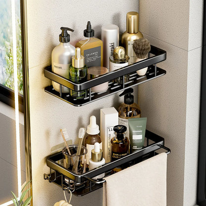 🛁 No-Drill Wall Mounted Bathroom Shelf – Aluminium Corner Storage Rack for Shower, Kitchen, & Toiletries