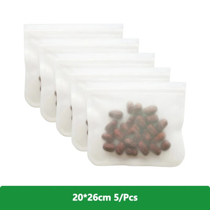 Reusable Food Storage Bags – Freezer & Ziplock Set – 1/5/10 Pcs