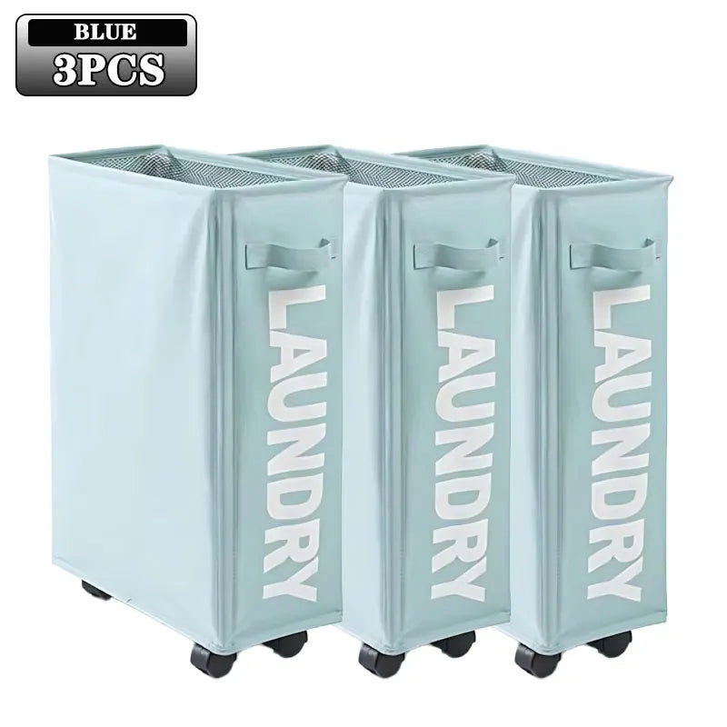 🧺 Foldable Laundry Basket with Wheels – Dirty Clothes & Storage Bin Set 🛞
