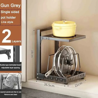 Adjustable Under Sink Pot Rack  Multi-Layer Storage Shelf  Rustproof Kitchen Organizer