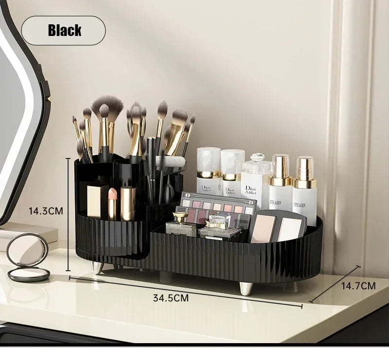 💄 360° Rotating Makeup Organizer – Large Capacity Cosmetic Storage Box 🔄