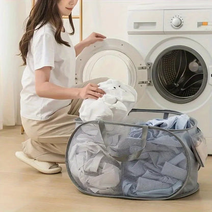 🧺 Foldable Mesh Laundry Hamper – Organise Dirty Clothes in Style! ♻️
