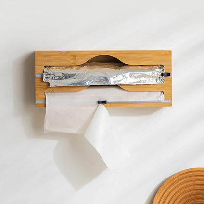 Bamboo Kitchen Wrap & Bag Dispenser With Cutter