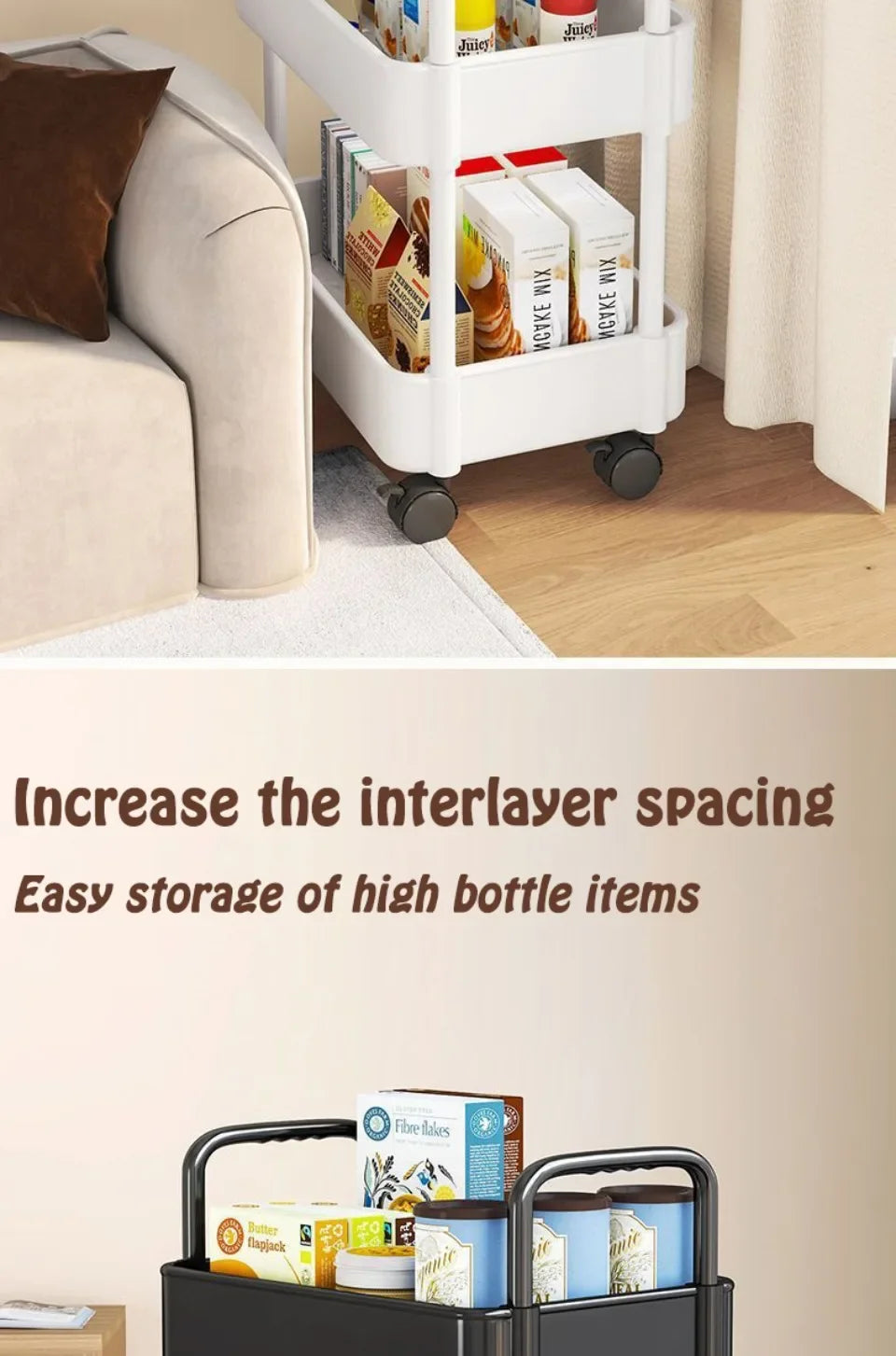 🛒 Kitchen Storage Trolley 🛁 Multi-Tier Utility Cart 🔄 Rolling Shelf Rack 📚