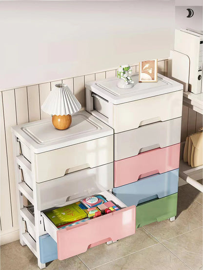 Multi-tier drawer cabinet with 3 to 7 layers and wheels for versatile home storage
