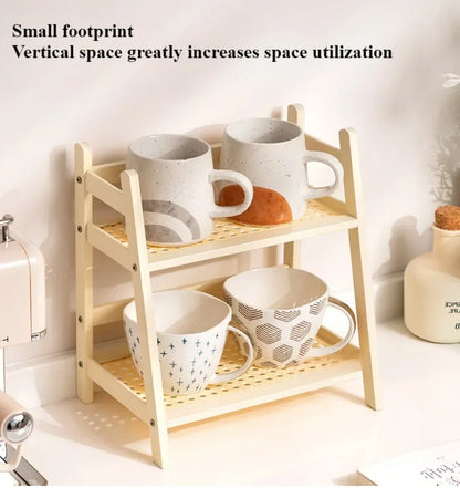🌿 Bamboo 2-Tier Desk Shelf – Minimalist Organizer for Plants, Cups & More 🧺