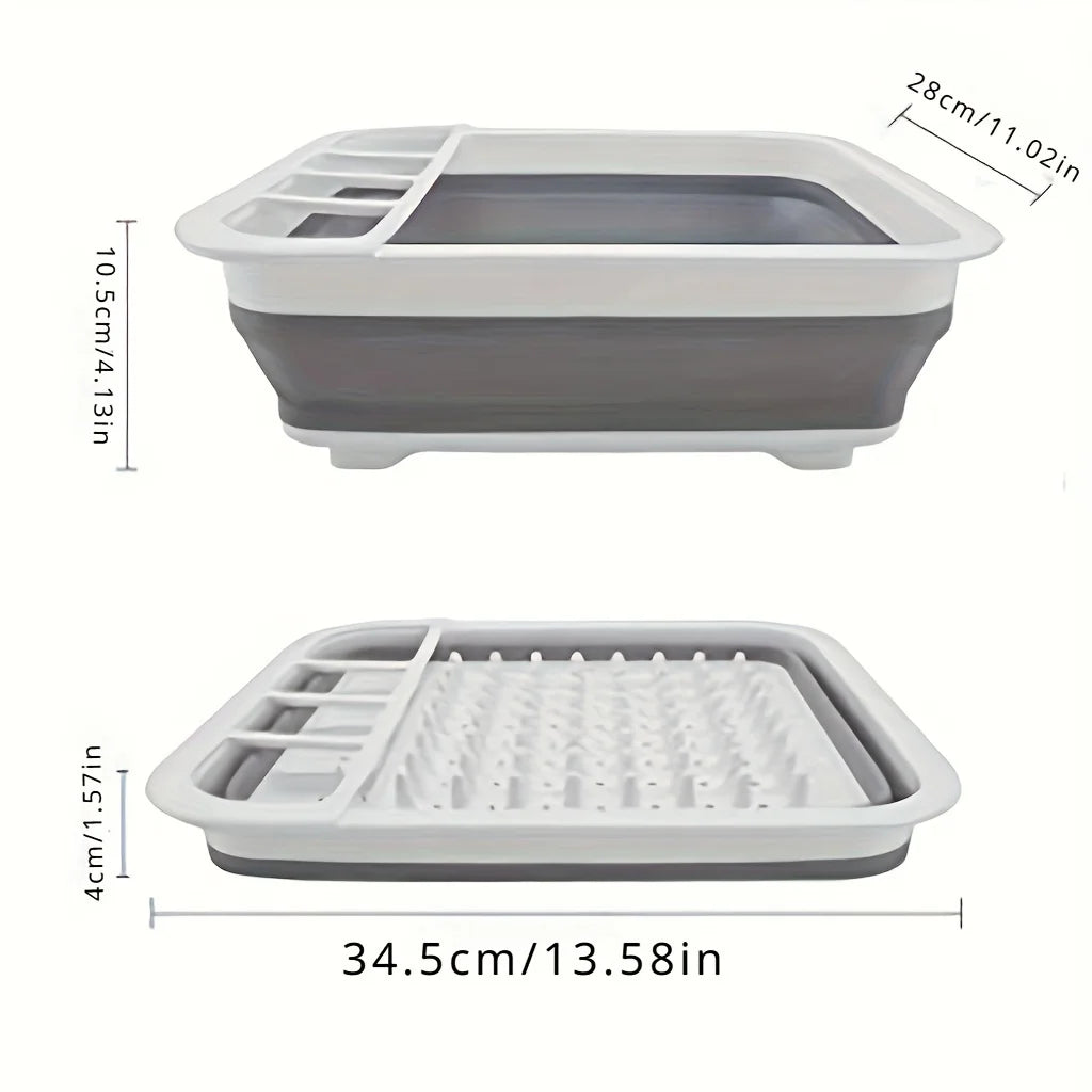 🍽️ Foldable Dish Drying Rack with Utensil Holder – Collapsible & Space-Saving