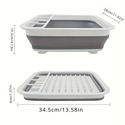 🍽️ Foldable Dish Drying Rack with Utensil Holder – Collapsible & Space-Saving