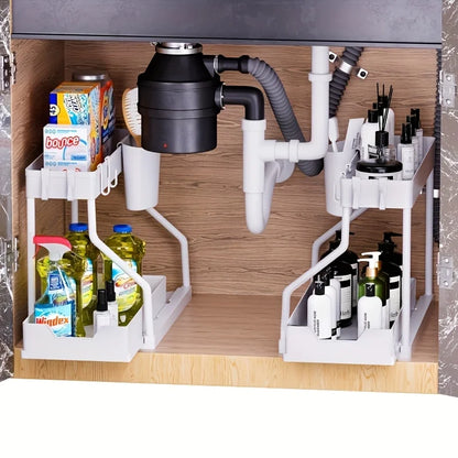 2-Tier Pull Out Storage Box – Space Saving Large Drawer Organizer