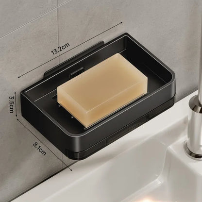 🧼 Wall-Mounted Soap Dish – No-Drill Metal Holder with Drain for Bathroom & Shower 💧